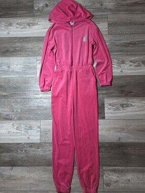 Juicy Couture Hot Pink Velour Hoodie One-piece Jumpsuite Sz Sm